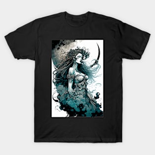 Fierce Moon Goddess Illustration T-Shirt